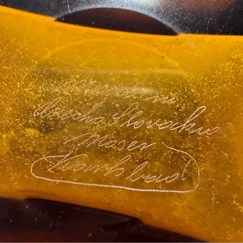 Moser Signed Art Nouveau Amber Glass Decorative Bottle - Picture 10 of 14